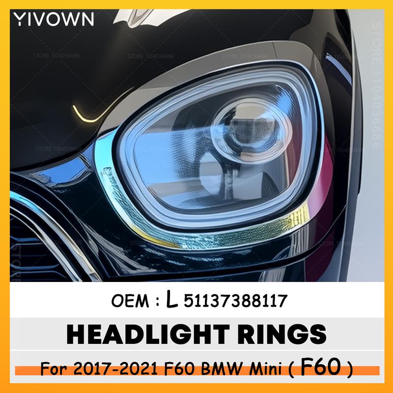 For 2017-2021 F60 BMW Mini Cooper Countryman Chrome Headlight Trims Cover Rings Chrome Trim 51137388117 51137388118