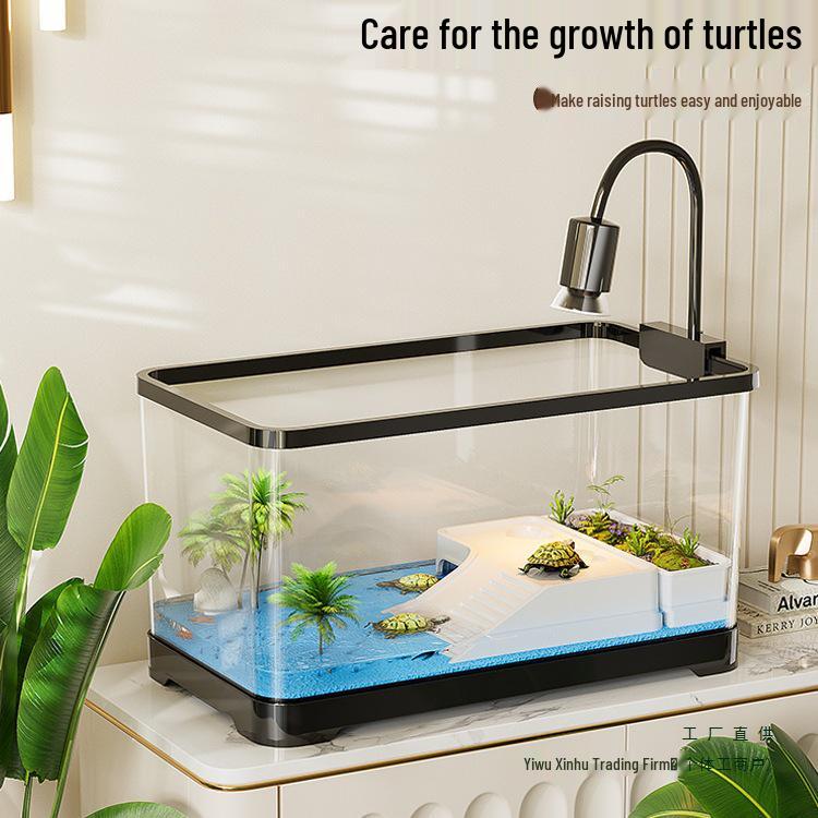 Small Turtle Tank Ecological Desktop Villa with Sun Deck for Brazilian Breeding
