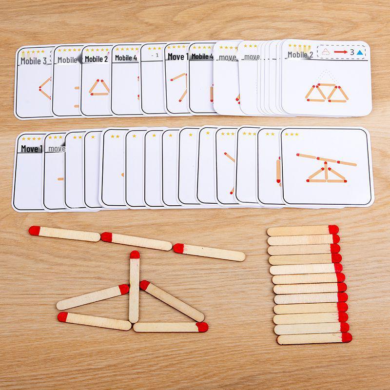 Classic Wooden Matchstick Puzzle: Educational Toy for Children's Math and Logic Training