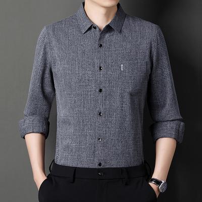 Camisa de manga larga para hombre, nueva llegada de otoño, camisa informal fina de color sólido de pulgadas para hombres jóvenes y de mediana edad