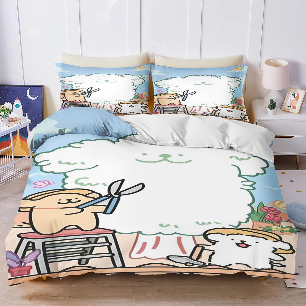 Cute Cartoon Printed Quilt Cover For Children, Soft Customizable Bedding, Home Bedroom Comforter, Line Puppy