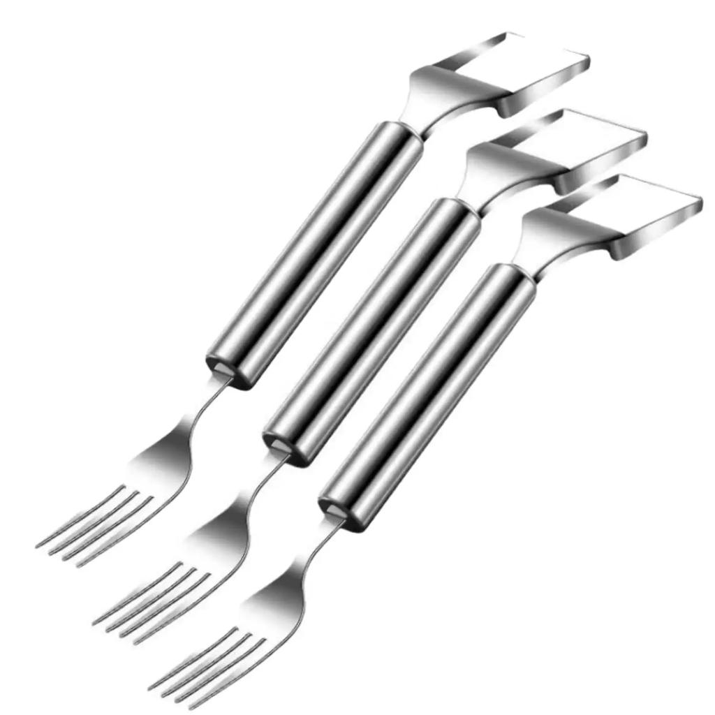 2025 Neue Wassermelonen-Gabel, Schneider, Hobel, Werkzeug 2 in 1 Edelstahl-Fruchtschneider Doppelkopf-Fruchtgabeln Schneidemesser