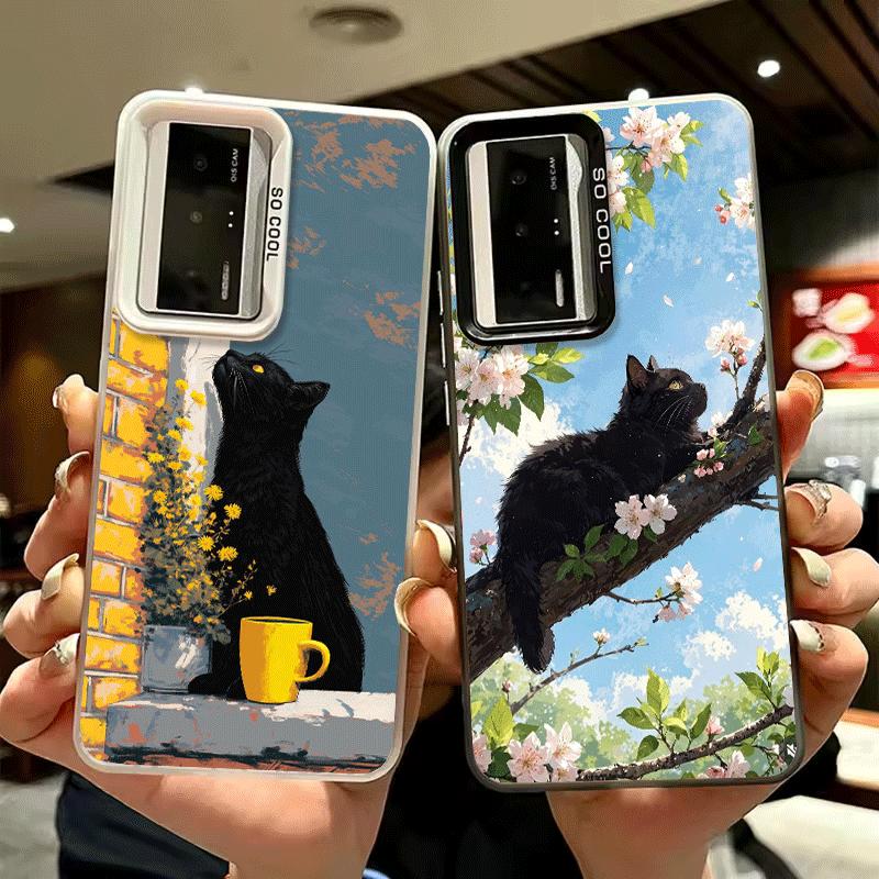 Schwarze Katze Ästhetik Muster Stoßfeste Handyhülle für Xiaomi Poco X7 X6 X5 X3 Pro F7 Ultra M8 Redmi 15C 15 14C 13C 12C 10C 13 12