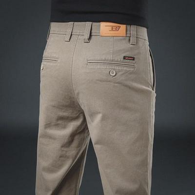 Herren Slim Straight Khaki Freizeithose - Hochwertige Reine Baumwolle Trendige Hose