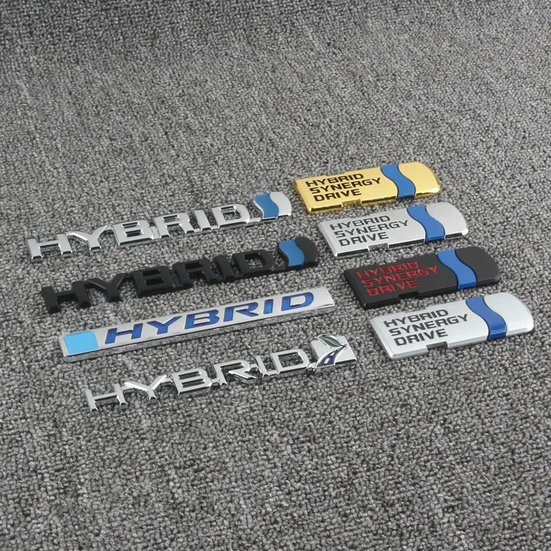 3D Metal HYBRID Logo Rear Emblem Decal Rear Trunk Side Fender Badge Sticker for Prius Rav4 Ranger Golf