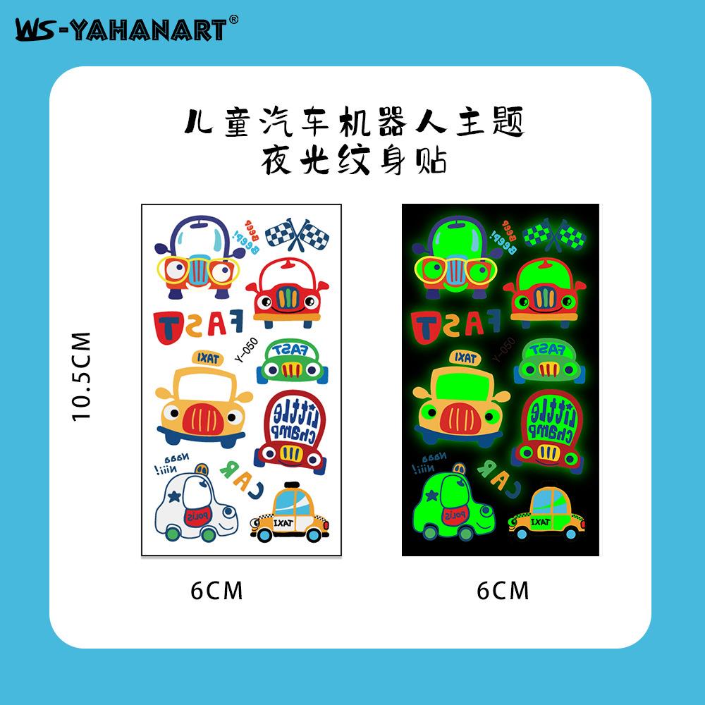 Kinder Cartoon Baustellenfahrzeug Tattoo Aufkleber, Junge Weltraum Bagger Roboter Auto Gesichtsaufkleber