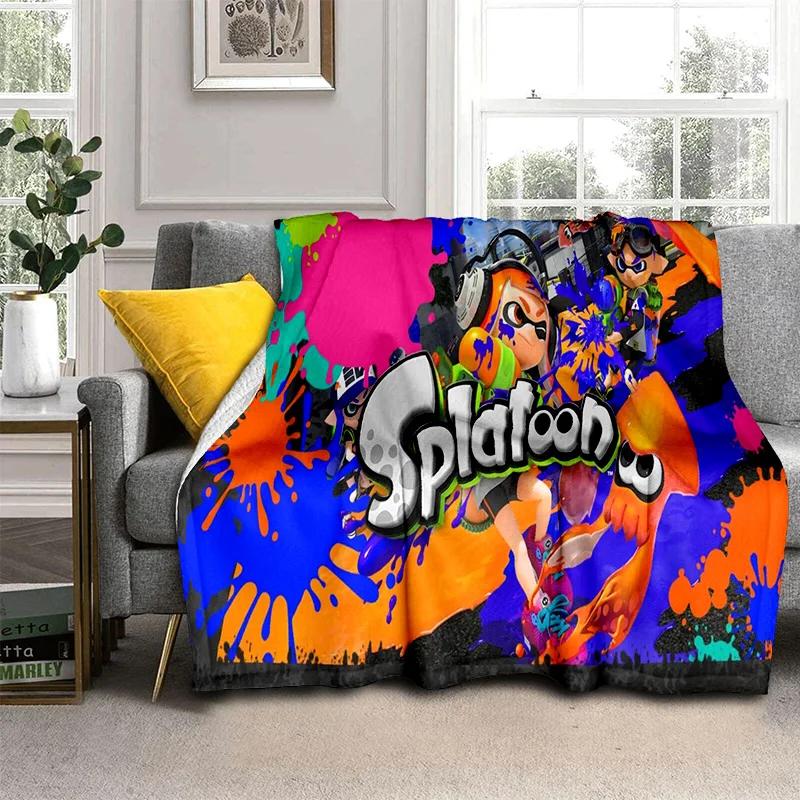 Cartoon PC Gamer 3D Games Splatoon Blanket,Soft Throw Blanket for Home Bedroom Bed Sofa Picnic Travel Office Cover Blanket Kids