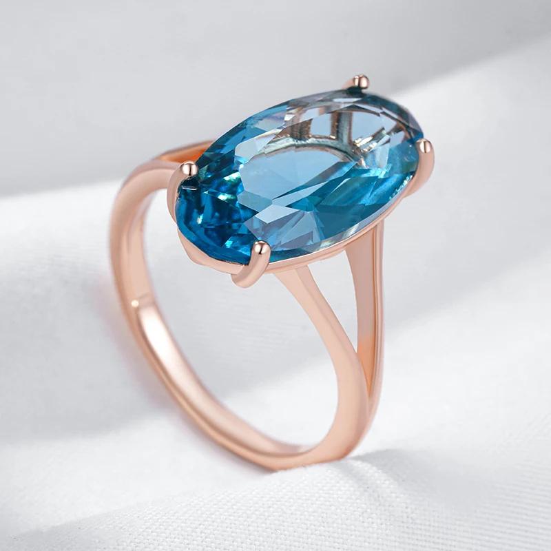 Μεγάλα Οβάλ Δαχτυλίδια Ζιργκόν Μπλε της Θάλασσας Γυναικεία Αξεσουάρ Προσωπικότητας για Πάρτι Καθημερινά Κοσμήματα