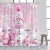 Christmas Shower Curtains Cute Snowman Santa Claus Xmas Tree Winter Town Street Landscape Bath Curtain Home Bathroom Decor Set