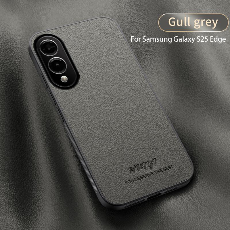 Magsafe Case for Samsung Galaxy S25 EDGE Advanced Business Leather Letter Shockproof Back Cover Washable Dustproof  Anti-Glare