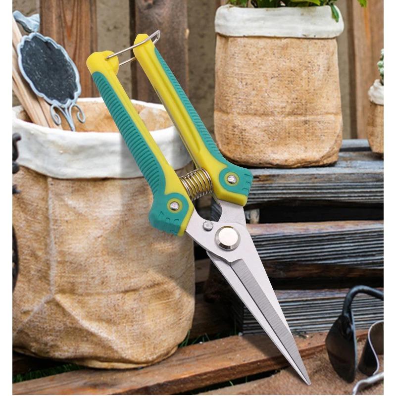 Rovná hlava Nerezová Ostrá Tenká čepel Šetřící práci Zahradnické nůžky TPR Rukojeť Nůžky pro domácnost Zahrada Rostliny bonsaje