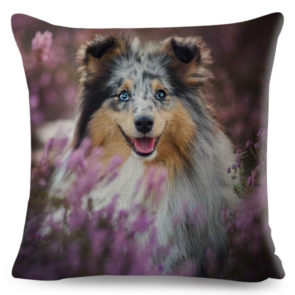 Shetland Sheepdog Cute Pet Animal Dog Printed Pillowcase Decor Cushion Cover for Sofa Home Car Polyester Pillow Case 45*45cm