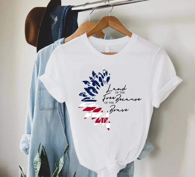 America Sunflower Shirt, USA Flag Flower Tee, Independence Day Patriotic Gift M