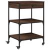 VidaXL Kitchen Trolley, Shelf with Wheels, Service Cart, Indoor Living Room Bathroom Storage Furniture, Oak 842375