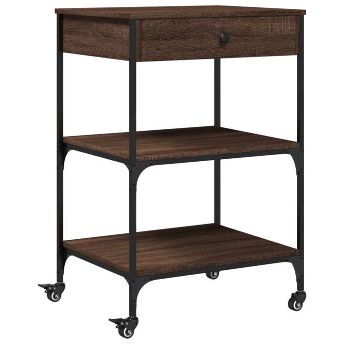 VidaXL Kitchen Trolley, Shelf with Wheels, Service Cart, Indoor Living Room Bathroom Storage Furniture, Oak 842375