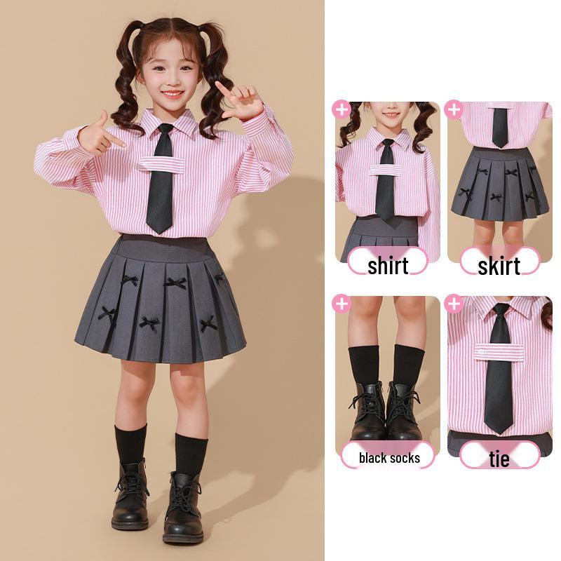 Kids' Academy-Style Striped Shirt & Dress Pants for Choir or Sports Meet