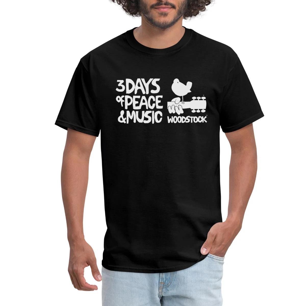 Woodstock White Logo 3 Days Of Peace & Music Men s T-Shirt XS