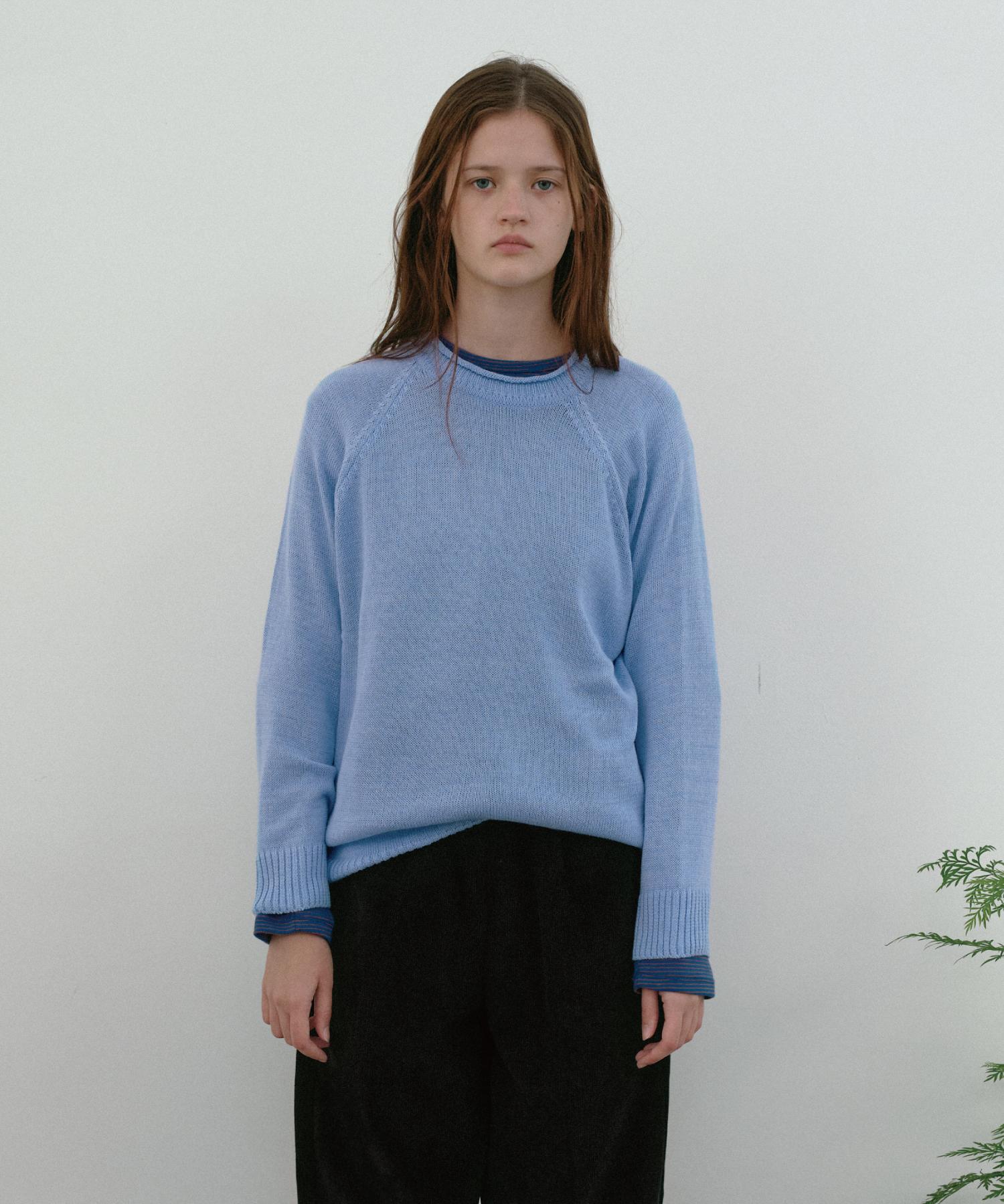 Poser Cotton Crew Neck Knit (Sky Blue) Sky Blue