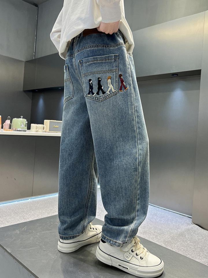 Boys' Versatile Spring & Autumn Casual Loose Jeans - Trendy Long Pants for Kids