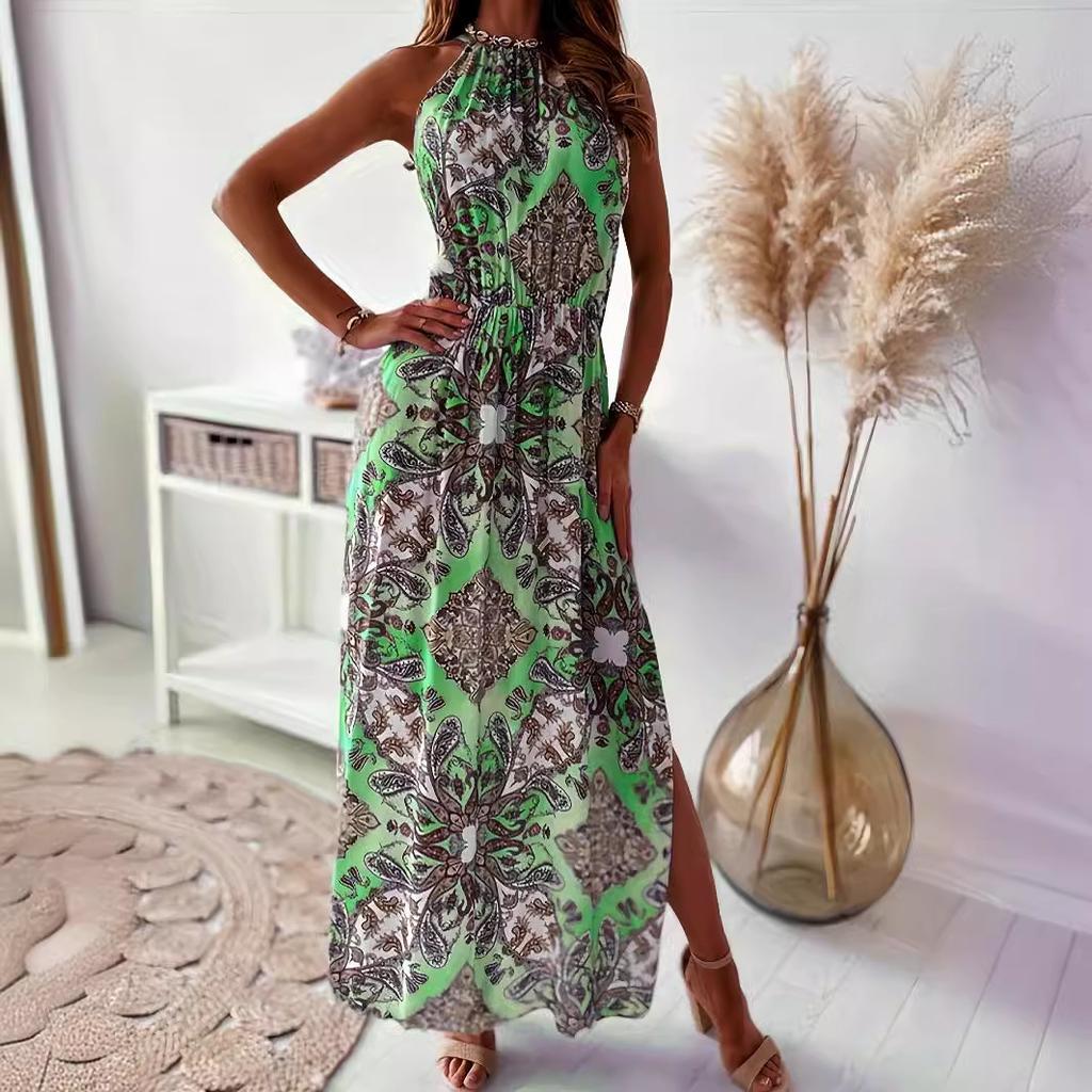 Summer Fashion Dress Women Floral Printed Sleeveless Long Dress Vestidos Casual Dress Holiday Plus Size