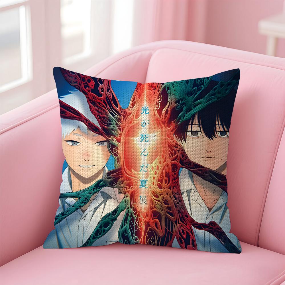 

TThe SummerR Hikaru Died Cushion Cover Natural Linen Pillow Case DoubleSided Print Decorative Sofa Pillowcase Home Decor Gift 30x30cm