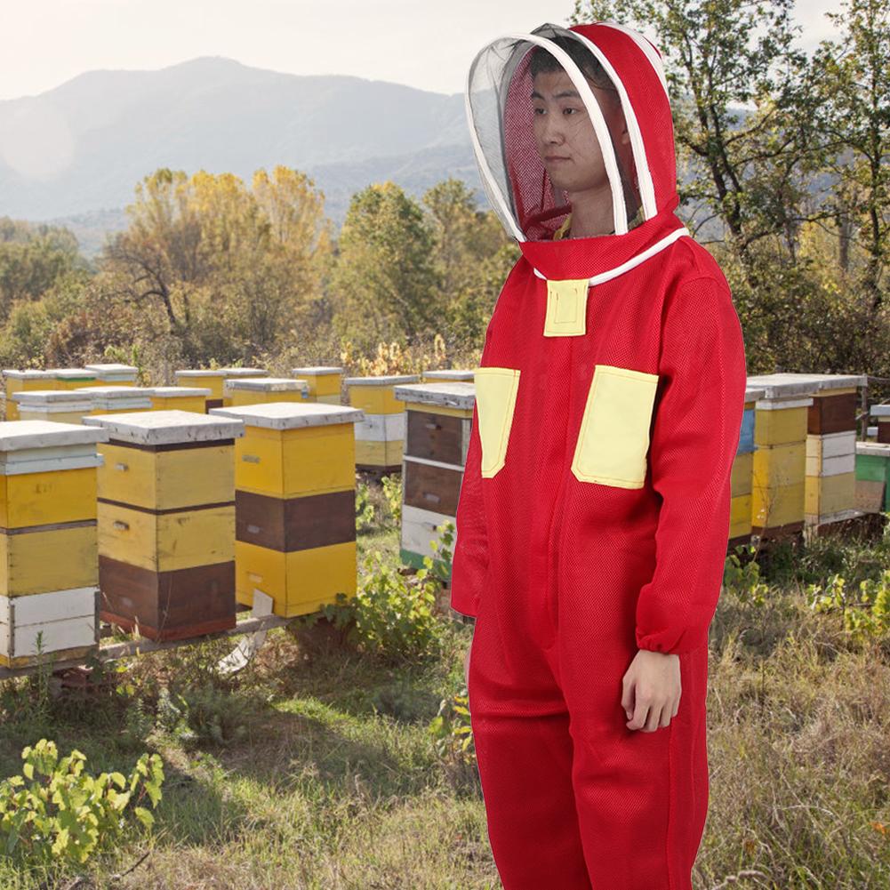 Red Beekeeping Protective Suit with Double Zipper Breathable Bee Suits Accessory for BeekeeperXXL