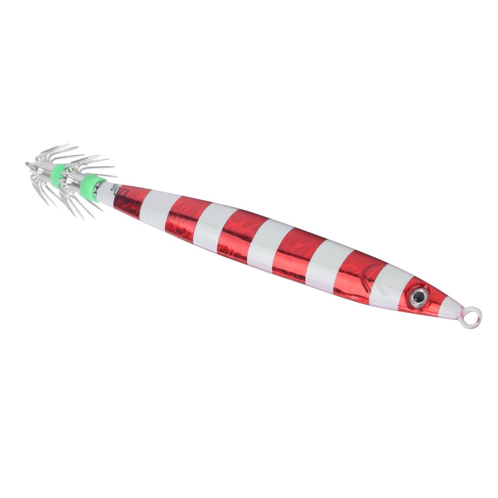 Artificial Baits Fishing Metal Lure Luminous Squid Jigs Lifelike Swimbait with HookRed
