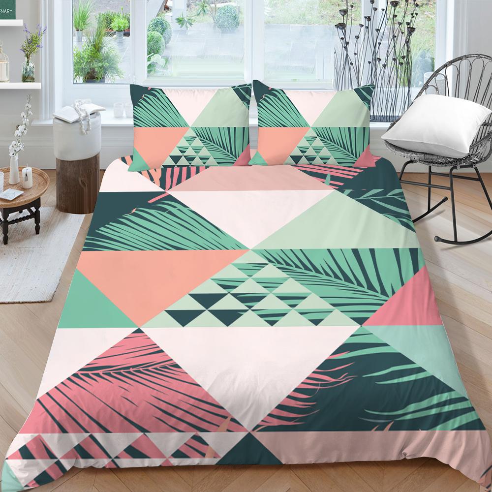 Familiesengetøy Enkelt Dobbeltseng Full Størrelse Plantetrykkserie Sengetøy Bladmønster Putetrekk og Dynetrekk Vaskbart Hjemmedekorasjon