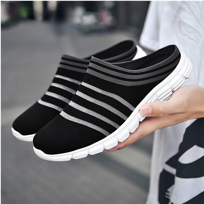 Summer Men Outdoor Sandals Lightweight Breathable Slip-on Casual Women Indoor Slippers Soft and Anti-slip Mesh Upper Sneakers