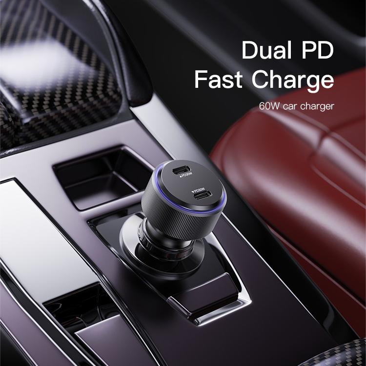 

YESIDO Y48 60W High Power Fast Charging Car Charger Dual Output Phone Charger Adapter As Shown A