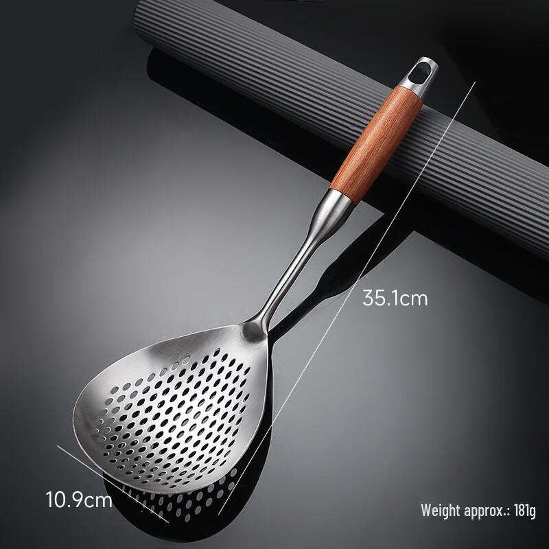 Zhishi Stainless Steel Skimmer Spoon with Wooden Handle