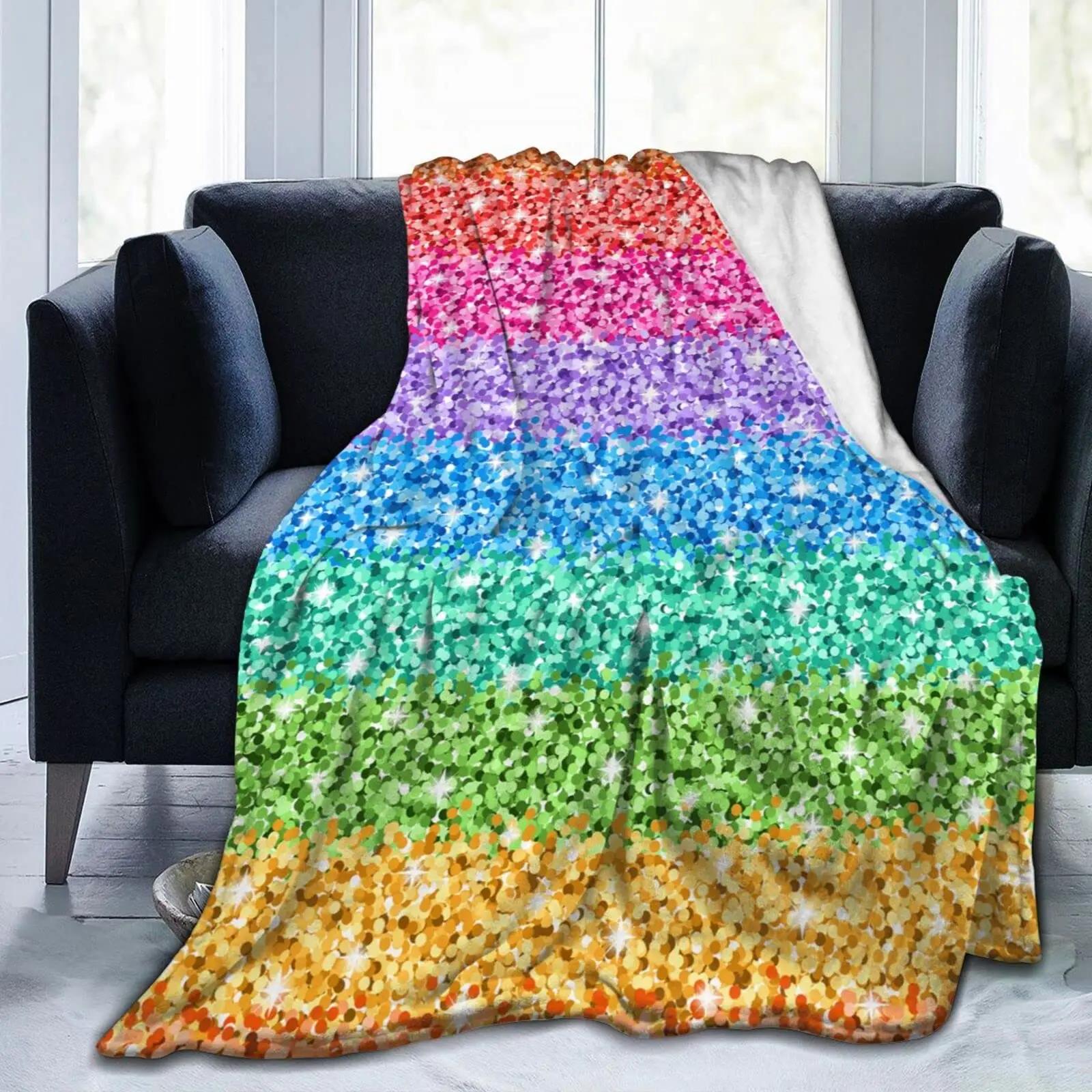 Boho Rainbow Throw Blanket Kids Cozy Soft Flannel Rainbow Blanket Fluffy Blankets for Teen Daughter Birthday Gifts Sofa Decor 75x90cm