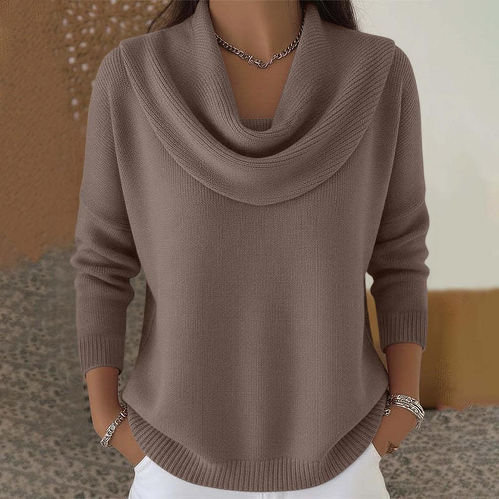 Maglione Pullover da Donna a Maniche Lunghe in Maglia con Scollo ad Imbuto Vestibilità Rilassata Morbido Leggero Top per l'Uso Quotidiano