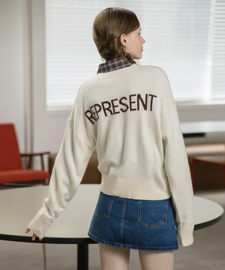 HYFVE Wool Blending Lettering Knit Sweatshirt