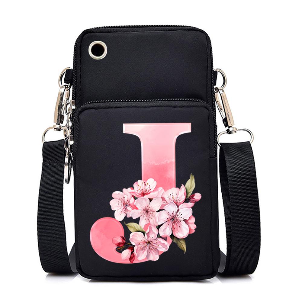 2024 Mobile Phone Bag Women's Messenger Bag New Alphabet Letter Printing Black Shoulder Bag Change Bag