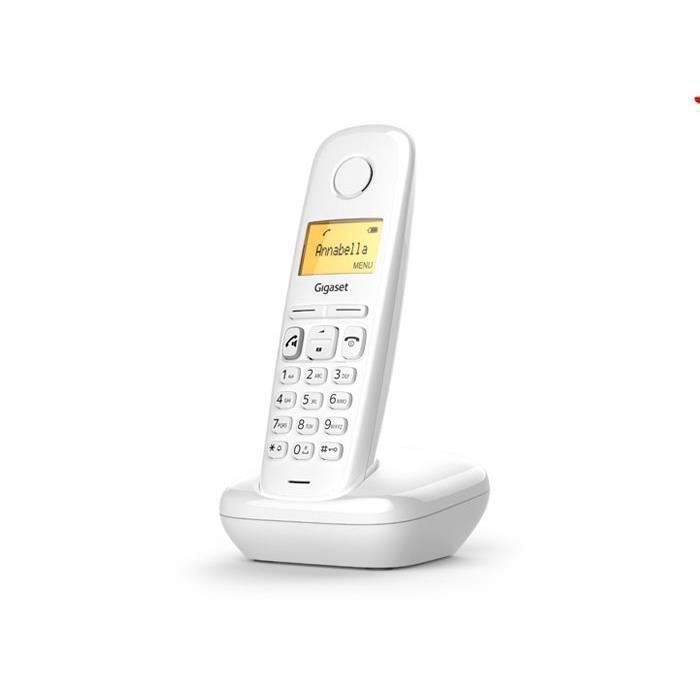 Gigaset A270, Téléphone DECT, Combiné Sans Fil, Haut-parleur, 80 Entrées, Identification De L'appelant, Blanc