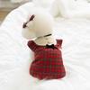 Instagram-style British Royal-inspired Yarn-dyed Red Plaid Winter Ballgown Stand-up Collar Festive Christmas New Year Dogs Pet