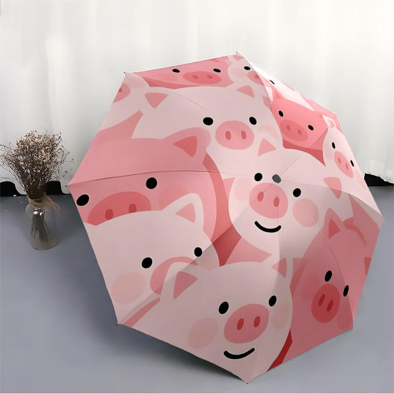 1 pièce Porcelet Ferme Parapluie Pliant à Ouverture/Fermeture Automatique Mode avec 8 Baleines, Coupe-Vent Portable, Usage Quotidien144