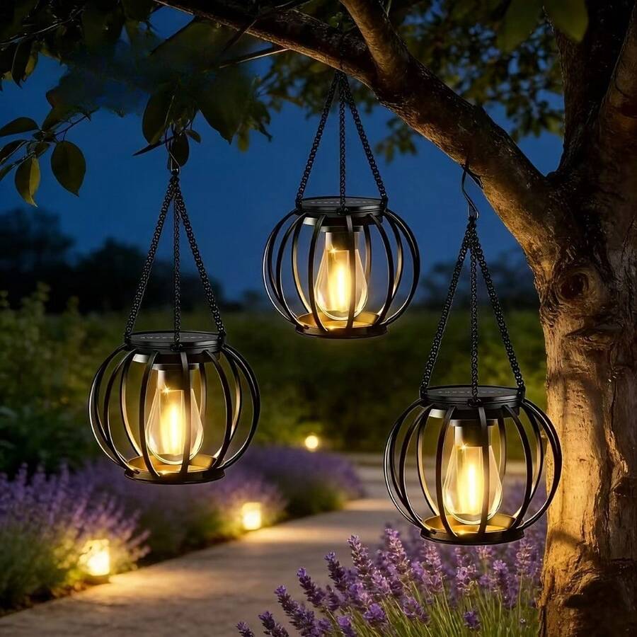 Halloween Solar Pumpkin Hanging Lights,IP65 Waterproof Auto-Charging LED Pendant Lamp,Garden Lawn Path Yard Halloween Outdoor Decor