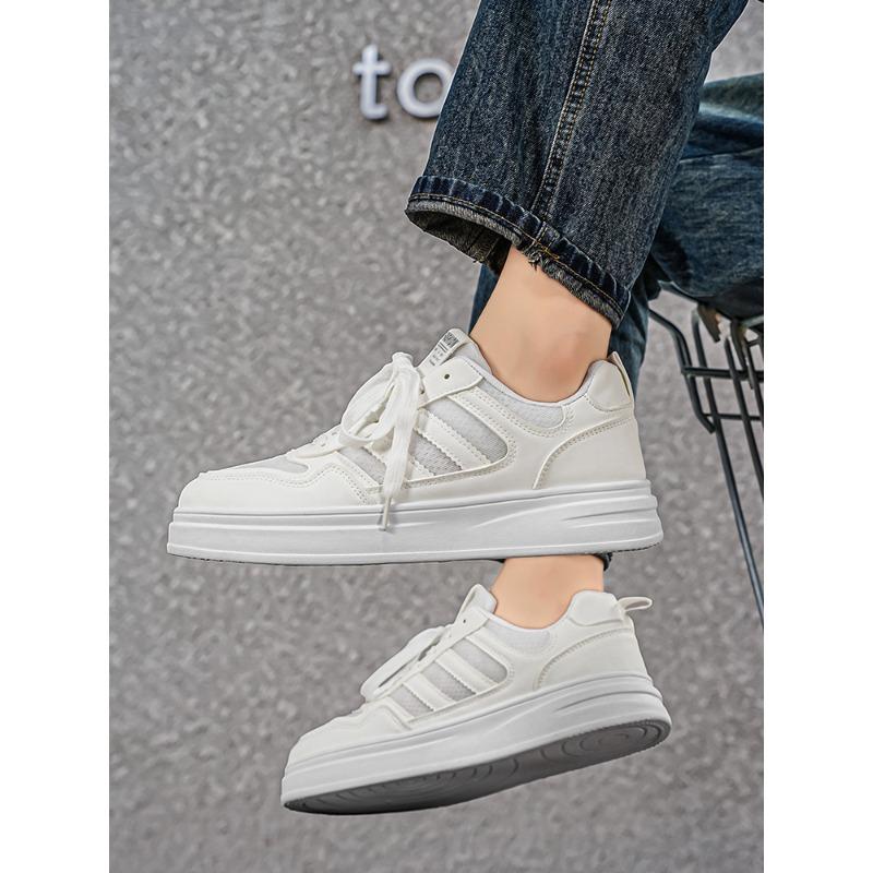 Men‘s Shoes Thick-Soled Mesh Breathable Youth Casual Board Shoes Summer Student Sports White Shoes Men.