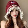 Pearl Tassels Lace Beanies Hollow Out Weave Cap Cute Ethnic Style Hat  Girls