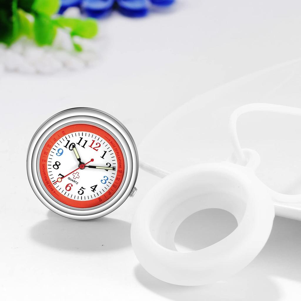 Nurse Watch Pocket Watch Pendant Analog Waterproof Necklace Watch Silicone Case Removable Simple Stylish Men Women White Black