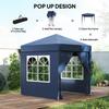 2x2 M Pop Up Gazebo With Curtain Walls And Windows Blue