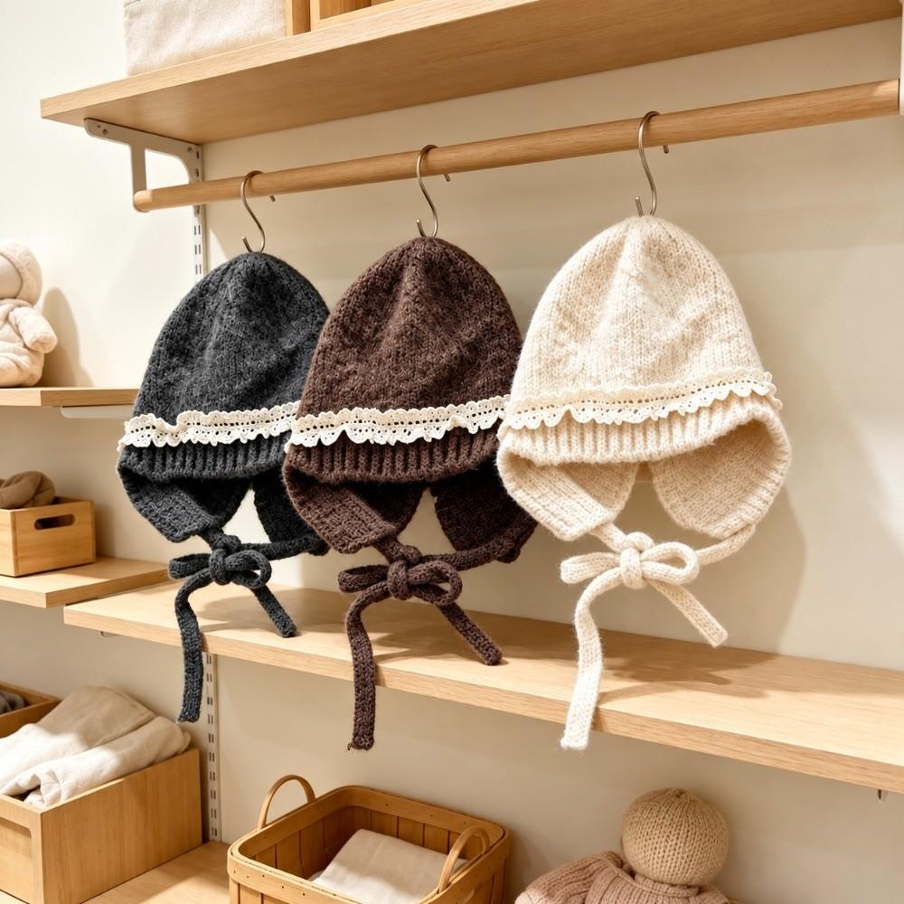 Earflap Kids Knit Hat Tie Closure Baby Beanie Cap Durable Earflap Bonnet Outdoor Wear