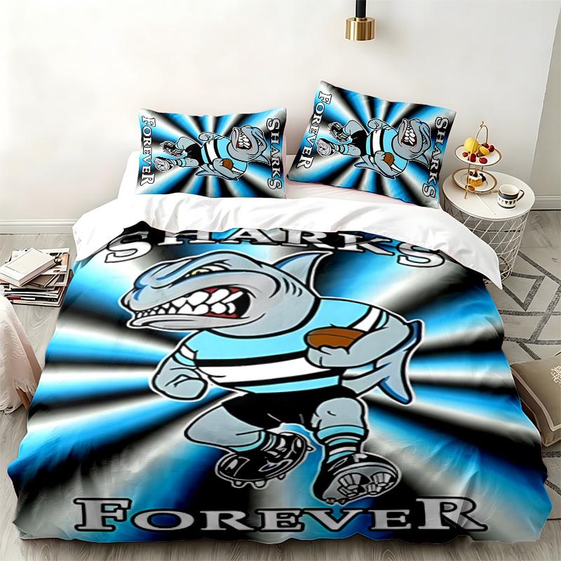 Cronulla Sharks 3pc set Perfect for bedroom use Comfortable bedding set includes a duvet cover and two pillowcases Ideal birthday or Christmas gift