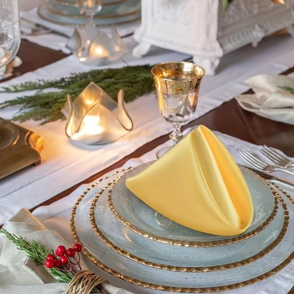 10pcs Square Silky Satin Napkin Smooth Table Napkins Dinner Napkins For Wedding Banquet Restaurant