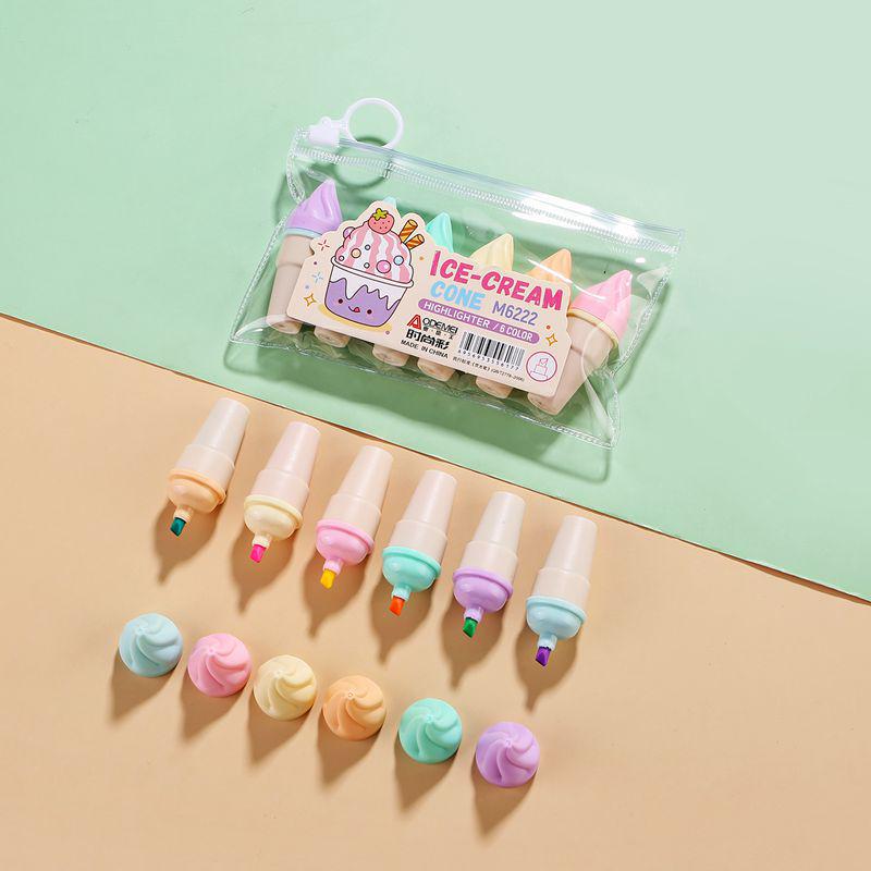 Set di 6 Mini Pennarelli Fluorescenti - Design Carino a Cartone Animato, Perfetti per Studenti delle Elementari. Evidenziatori Piccoli, Portatili e Colorati.