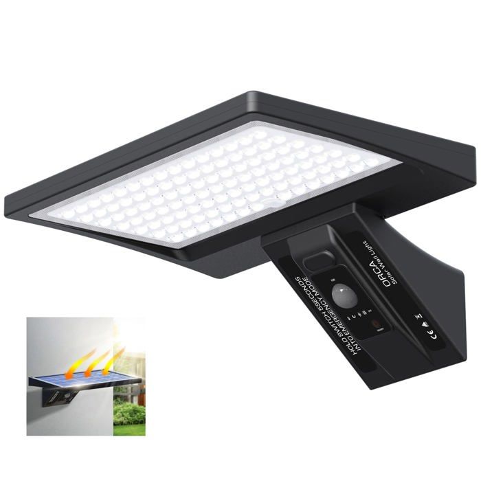 Lampe Solaire Exterieur - AIMOONSA - 104 LEDs - 150° Détecteur de Mouvement - IP65 - 1200 Lumens