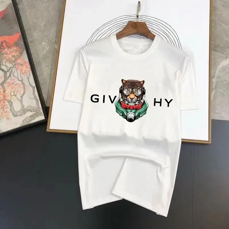 2024 100% Cotton Luxury Brand Letter Printing T-shirt Black Summer Short Sleeve Tee Men's/Women's Fashion Round Neck Top Tshirt