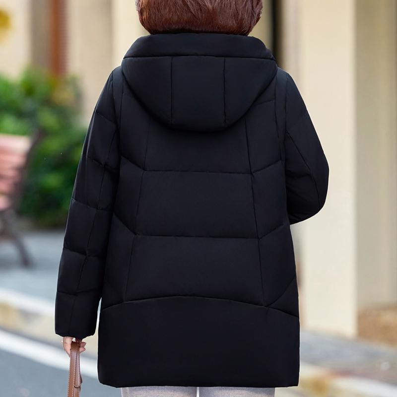 Plus Size XL-6XL Middle Age Women's Down Coats Winter Vintage Parkas Hooded Elegant Loose Thick Warm Down Jackets Woman Outerwears